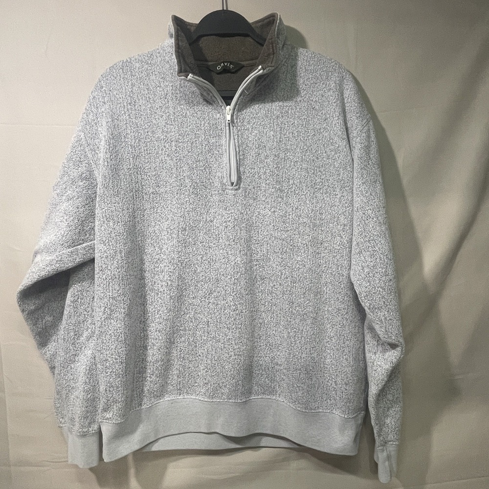 Orvis Long Sleeved Sweater 1/4 Zip Mock Neck Gray Blend Men's Size Large